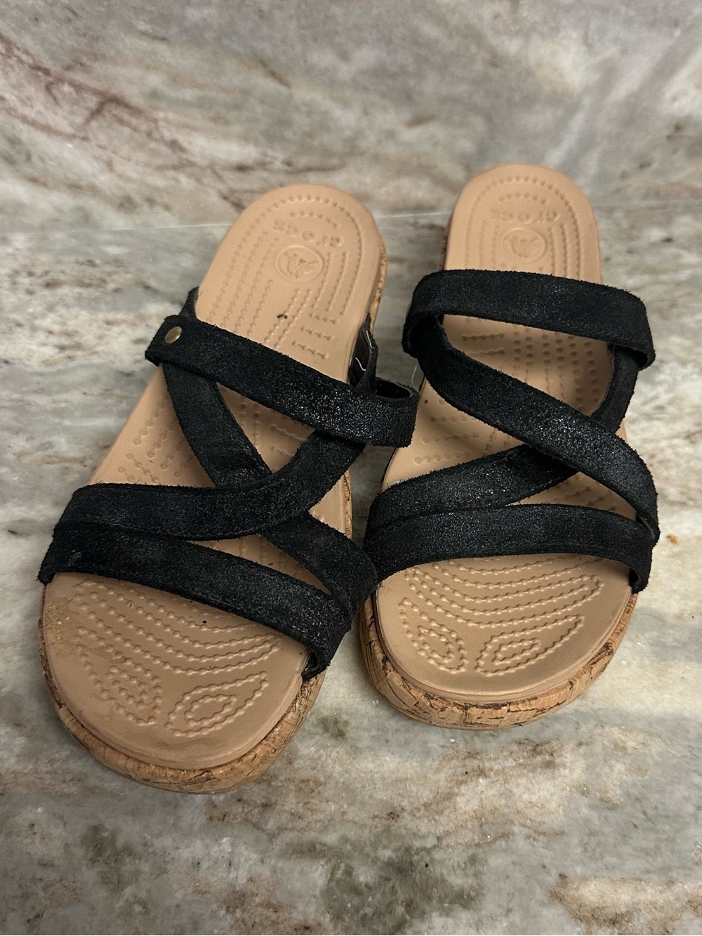 Crocs A-Leigh Strappy Cork Wedge Sandal - Picture 2 of 8
